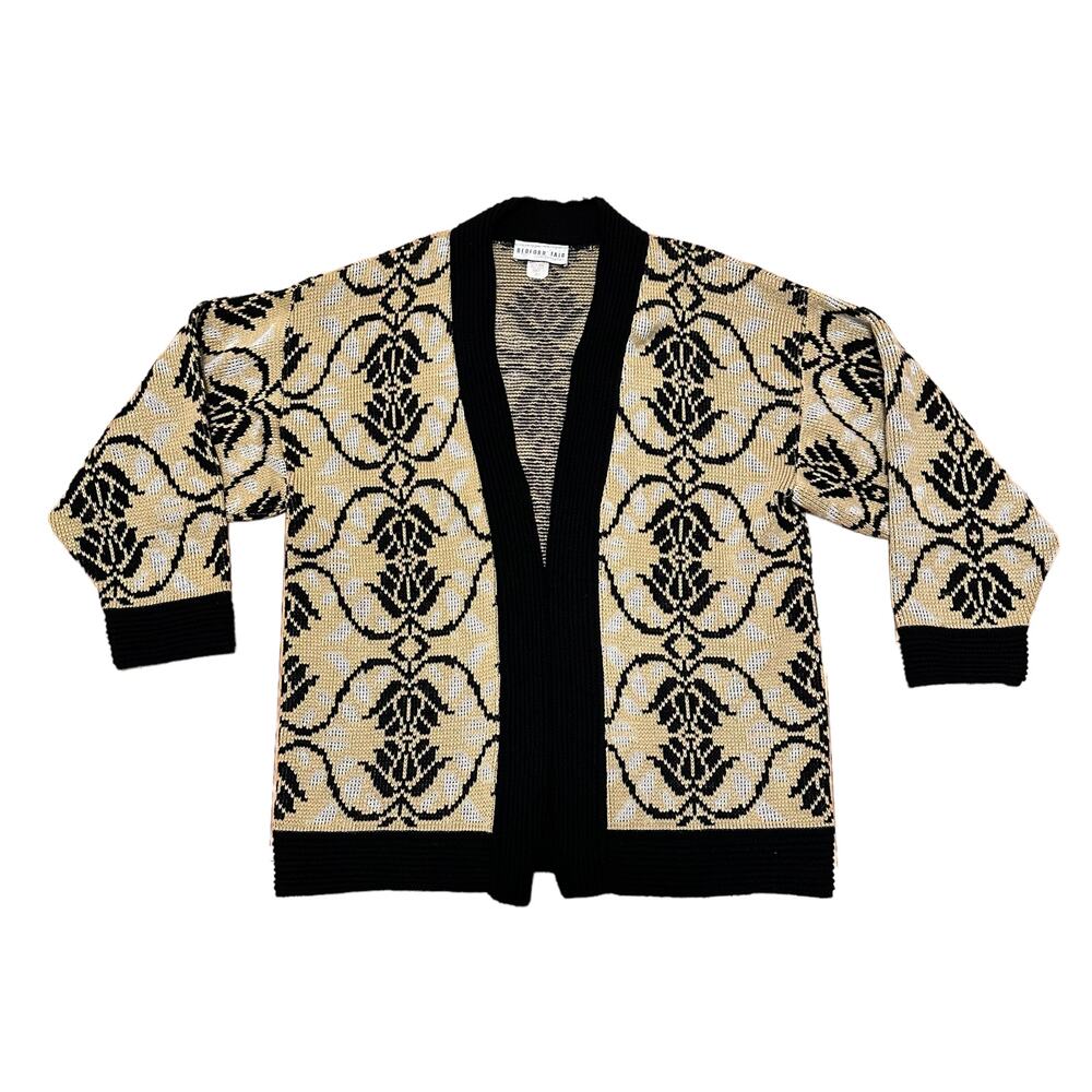 Bedford Fair Size 1X Sweater Open Cardigan‎ Mosaic Vintage